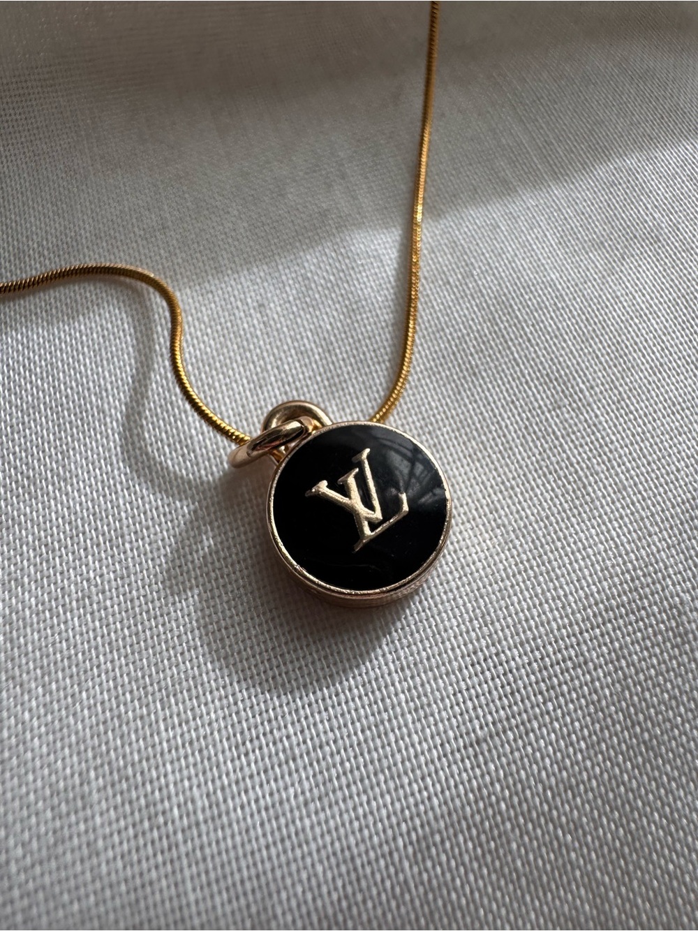 LV Louis Vuitton Upcycled Monogram Pendant Necklace - Black and gold